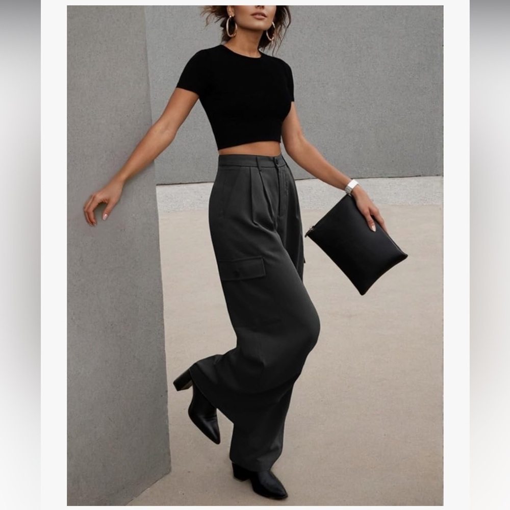 Dokotoo Womens High Waisted Wide Leg Cargo Pants Baggy Casual Work Pants